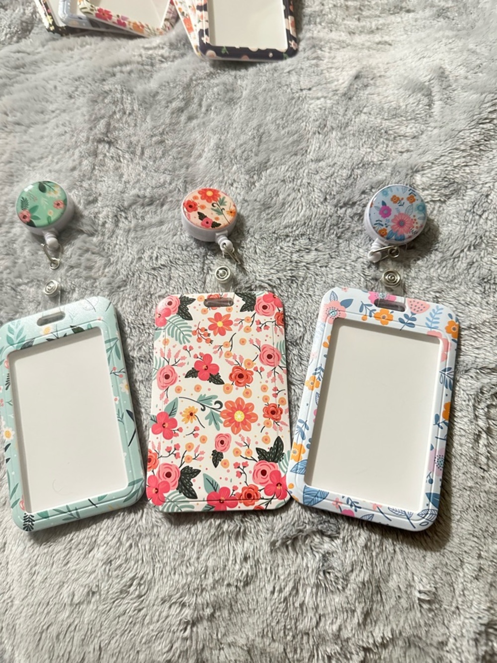Floral ID Badge Holders with Retractable Reels - Set of 3